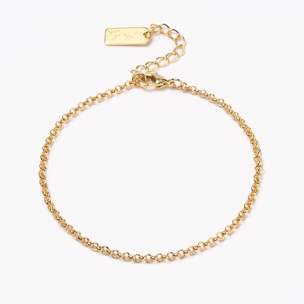 

PandaHall Brass Rolo Chain Bracelets, with Lobster Claw Clasps, Long-Lasting Plated, Word Hand Made, Real 18K Gold Plated, 7 inch(17.8cm)...