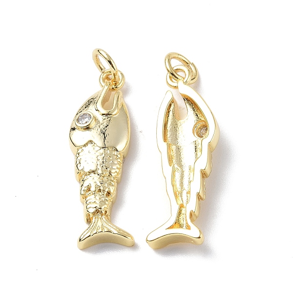 

PandaHall Rack Plating Brass Micro Pave Cubic Zirconia Pendants, Cadmium Free & Lead Free, with Jump Ring, Fish Charm, Real 18K Gold Plated..., Clear
