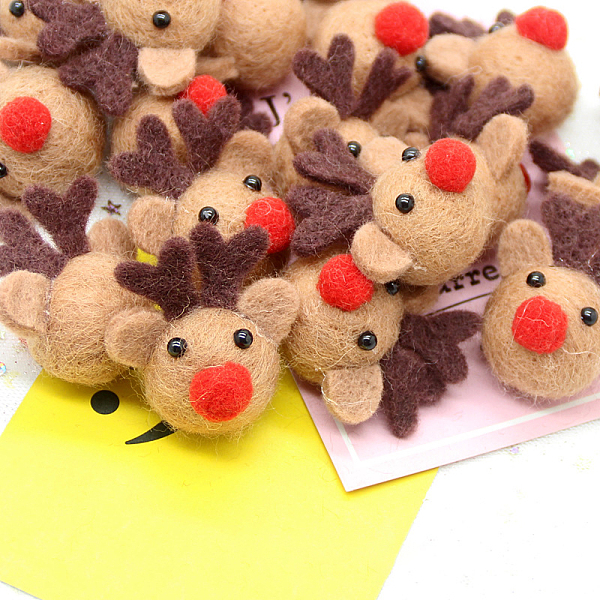 

PandaHall Wool Felt Cabochons, Christmas Reindeer, Sandy Brown, 40x50mm Wool Deer