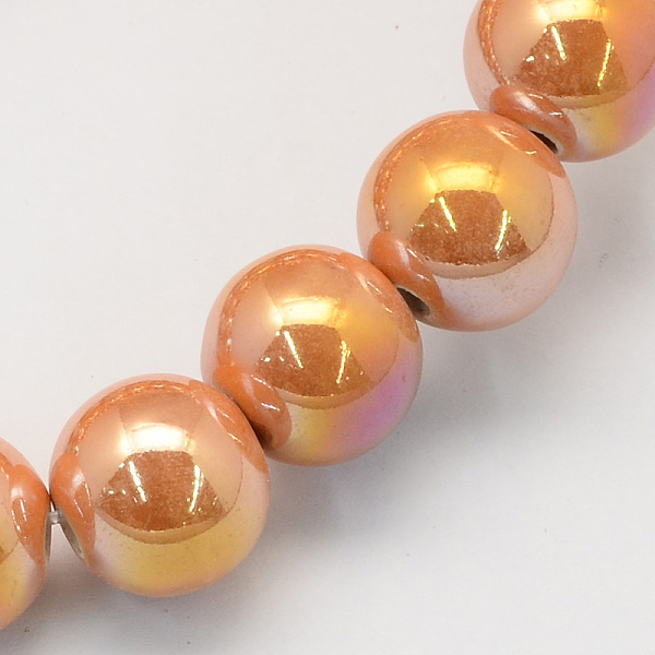 

PandaHall Handmade Porcelain Round Beads, AB Color Plated, Goldenrod, 9mm, Hole: 2mm Porcelain Round Gold