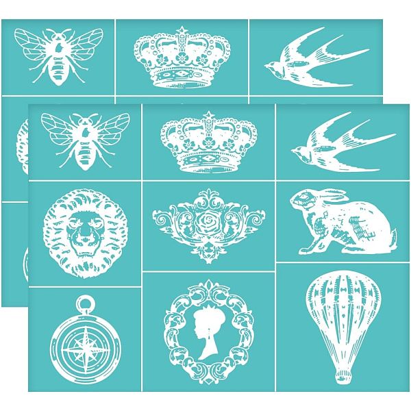 

PandaHall OLYCRAFT 2pcs 11x8.6 Inch Self-Adhesive Silk Screen Printing Stencil Rabbit Bee Stencil Crown Reusable Mesh Stencils Retro...