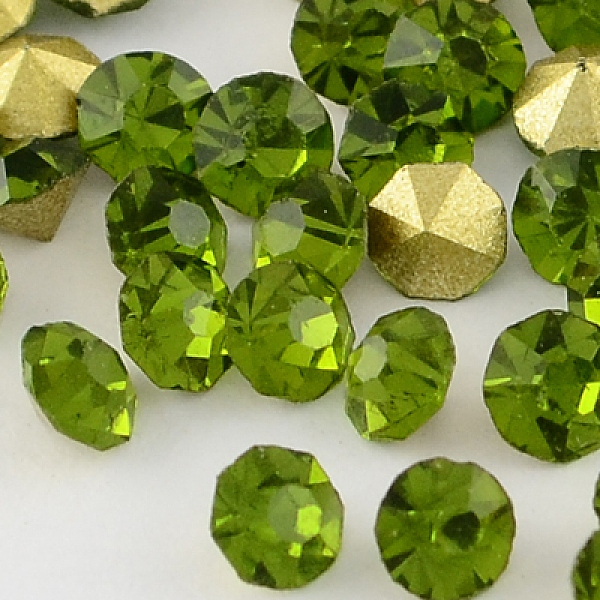 

PandaHall Grade A Glass Pointed Back Chaton Rhinestones, Back Plated, Diamond, Olivine, 3.3~3.4mm, about 144pcs/gross Glass Rhinestone..., Green