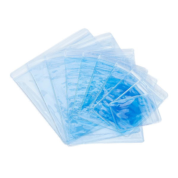 OLYCRAFT 100PCS Clear PVC Plastic Reclosable Zip Poly Bags 5 Sizes Resealable Zipper Shipping Bags For Jewelry Storage