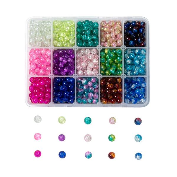 

PandaHall Spray Painted Crackle Glass Beads Strands, Round, Mixed Color, 6mm, Hole: 1.3~1.6mm, 15 Colors, 70pcs/color, 1050pcs/box Glass..., Multicolor