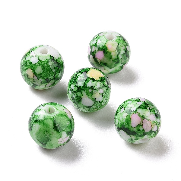 

PandaHall Printed Opaque Acrylic Beads, Round, Green, 11~11.5mm, Hole: 2mm, 520pcs/500g Acrylic Round Green