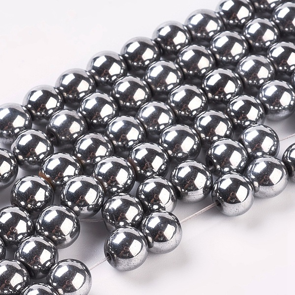 

PandaHall Synthetic Magnetic Hematite Beads Strands, Round, Platinum Plated, 8mm, Hole: 1mm, about 55pcs/strand Magnetic Hematite Round