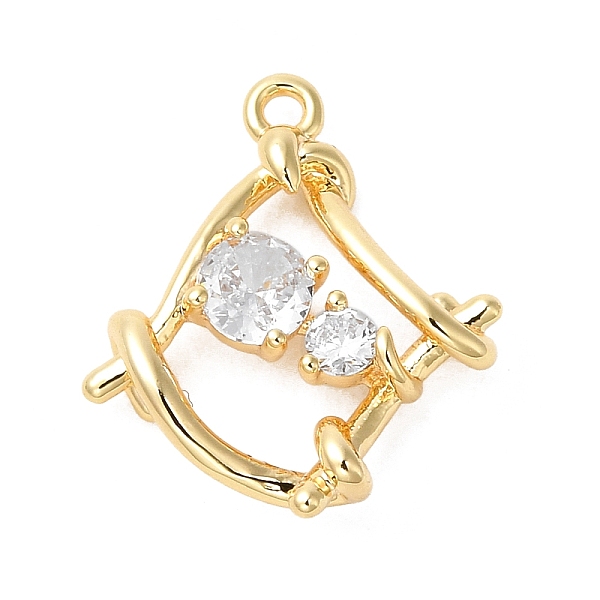 

PandaHall Brass Micro Pave Cubic Zirconia Pendants, Square, Golden, 17x14x3.5mm, Hole: 1.2mm Brass+Cubic Zirconia Square Clear