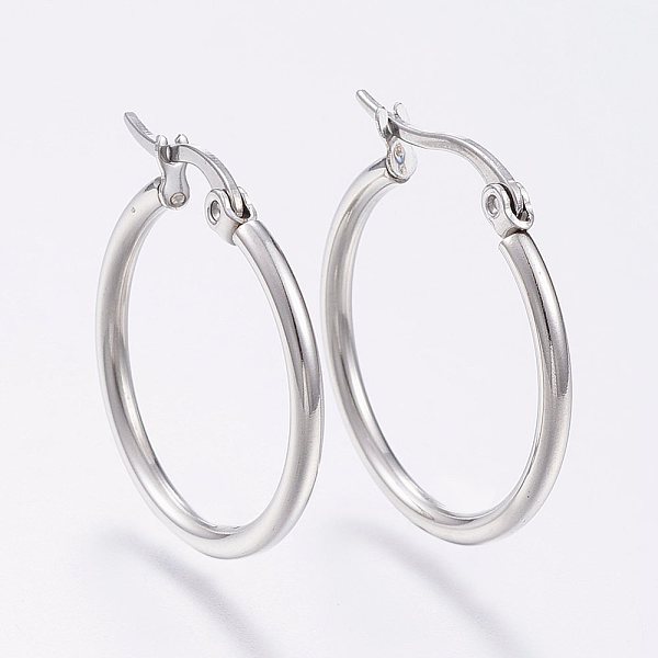 

PandaHall 304 Stainless Steel Hoop Earrings, Hypoallergenic Earrings, Ring Shape, Stainless Steel Color, 12 Gauge, 29~31x2mm, Pin...