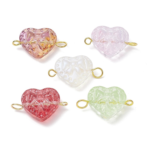 

PandaHall Glass Connectors Charms, with 304 Stainless Steel Findings, Heart Link, Colorful, 14x23.5x7.5mm, Hole: 2mm Glass Heart