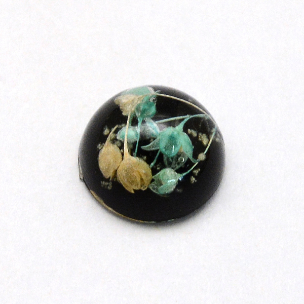 

PandaHall Luminous Resin Cabochons, Half Round/Dome, with Dried Flower inside, Black, 11.5~12x6~6.5mm Resin Half Round Black