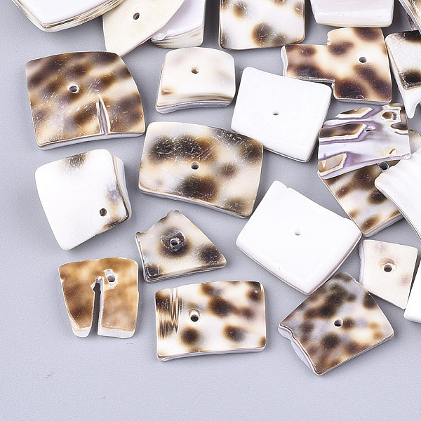 

PandaHall Tiger Cowrie Shell Nuggets Beads, Sienna, 10~20x9~16x2~9mm, Hole: 1.2mm, about 330pcs/500g Tiger Cowrie Shell Nuggets Brown