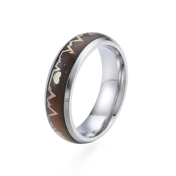 

PandaHall Heart Beat Mood Ring, Temperature Change Color Emotion Feeling 201 Stainless Steel Finger Ring for Women, Stainless Steel Color...