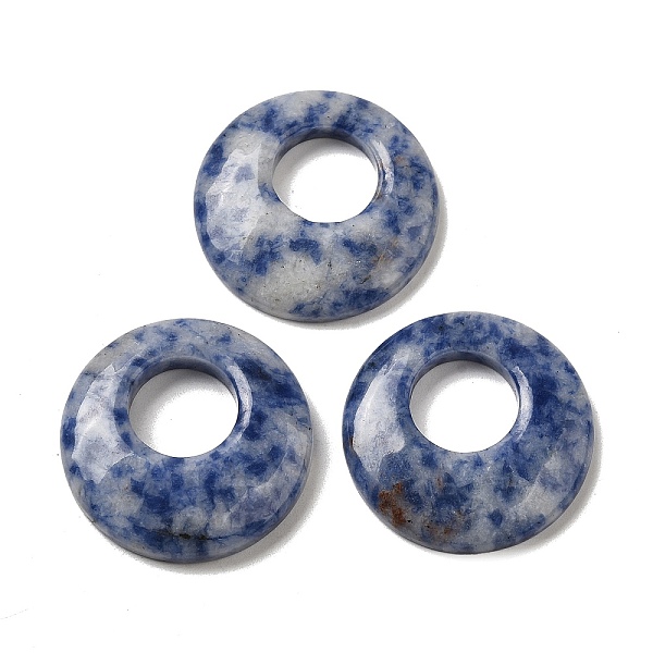 

PandaHall Natural Blue Spot Jasper Pendants, Donut/Pi Disc Charms, 27.5~28x4.5~5.5mm Blue Spot Jasper Donut