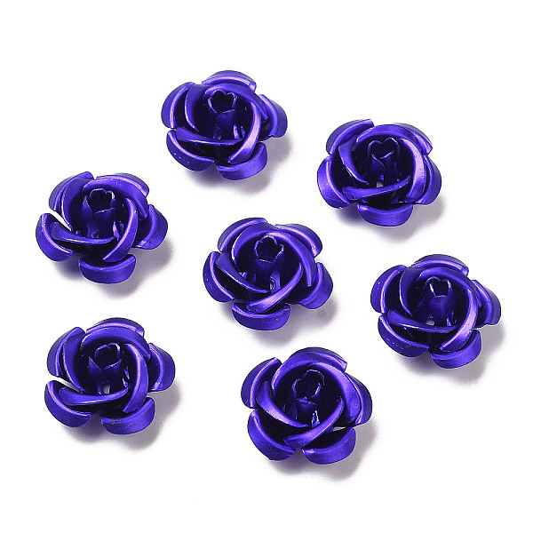 PandaHall Aluminum Beads, Oxidation, Rose, Mauve, 15x15x9mm, Hole: 1.4mm Aluminum Flower Purple