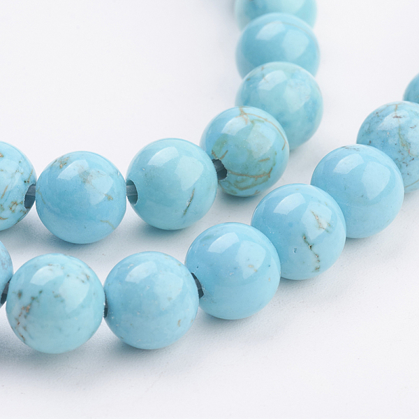 

PandaHall Natural Magnesite Beads Strands, Round, Dyed & Heated, 8~8.5mm, Hole: 1mm, about 49pcs/strand, 15.7 inch(40cm) Magnesite Round..., Blue