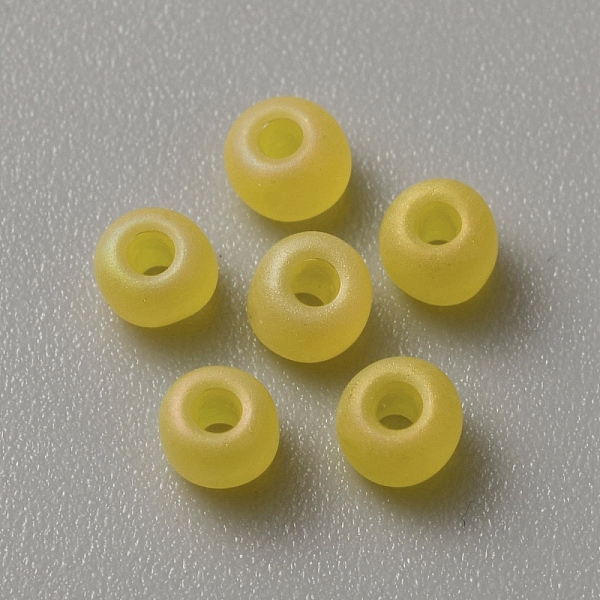 

PandaHall Transparent Frosted Glass Beads, Rondelle, Yellow, 5x3.5mm, Hole: 1.2mm, about 2400pcs/200g Glass Rondelle Yellow
