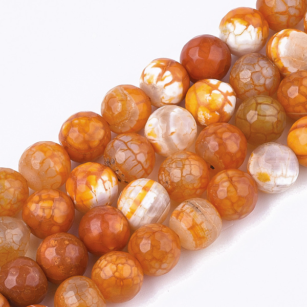 

PandaHall Natural Crackle Agate Beads Strands, Dyed, Faceted, Round, Dark Orange, 10mm, Hole: 1mm, about 37~38pcs/strand, 14.4~14.9 inch...