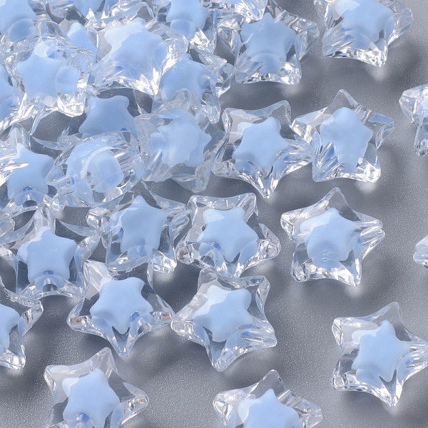 

PandaHall Transparent Acrylic Beads, Bead in Bead, Faceted, Star, Cornflower Blue, 14x15x8.5mm, Hole: 2mm, about 518pcs/500g Acrylic Star