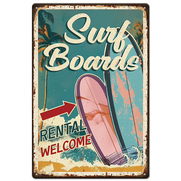 

PandaHall Vintage Metal Tin Sign, Iron Wall Decor for Bars, Restaurants, Cafe Pubs, Rectangle, Surfboard, 300x200x0.5mm Iron Word