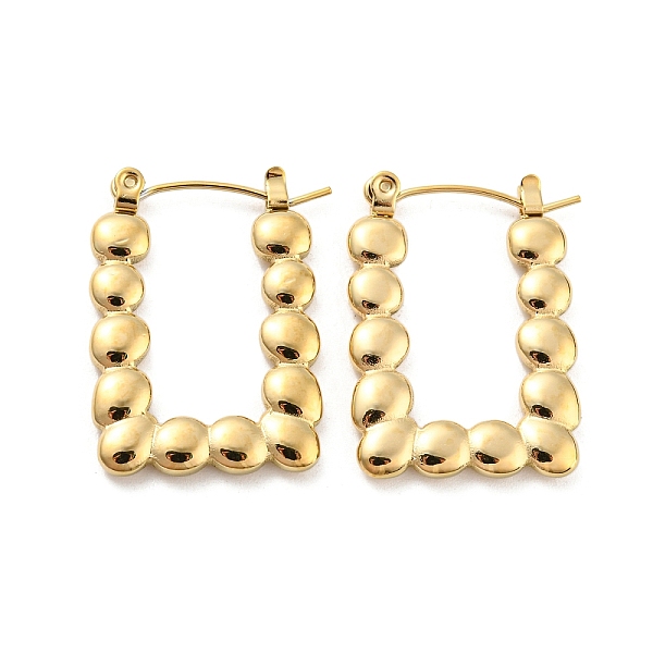 

PandaHall Rectangle Bubble 304 Stainless Steel Hoop Earrings for Women, Real 14K Gold Plated, 26x19x2.5mm 304 Stainless Steel Rectangle