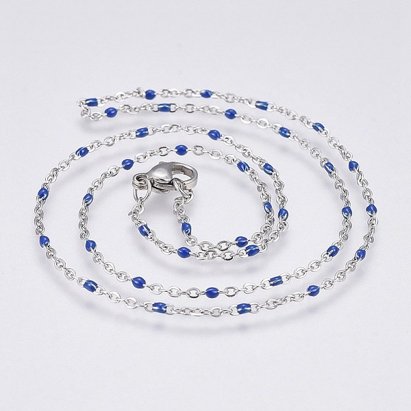 

PandaHall 304 Stainless Steel Chain Necklaces, with Enamel Links, Platinum, Dodger Blue, 17.91 inch(45.5cm), 1.5~2mm 304 Stainless Steel...