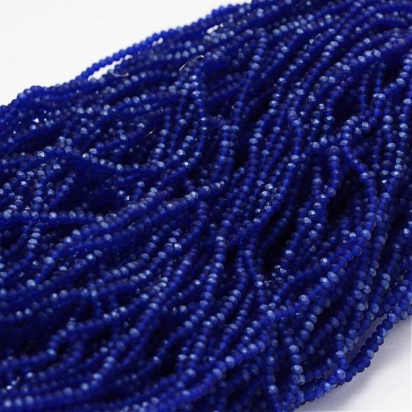 

PandaHall Half Rainbow Plated Faceted Rondelle Glass Bead Strands, Frosted, Blue, 2.8~3x2mm, Hole: 0.8mm, about 200pcs/strand, 15.1 inch...