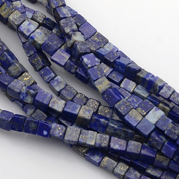 

PandaHall Cube Natural Lapis Lazuli Beads Strands, 4x4x4mm, Hole: 1mm, about 85~100pcs/strand, 15.3 inch~15.8 inch Lapis Lazuli Cube