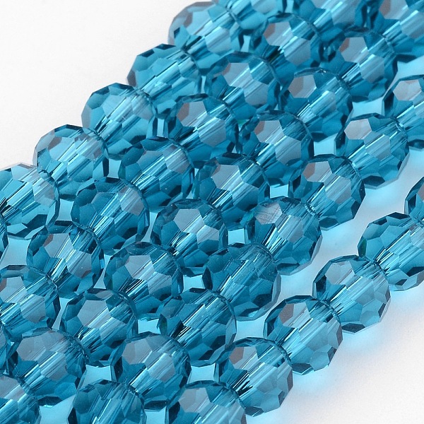

PandaHall Transparent Glass Bead Strands, Imitate Austrian Crystal, Faceted(32 Facets), Round, Cyan, 8mm, Hole: 1mm, about 70~72pcs/strand...