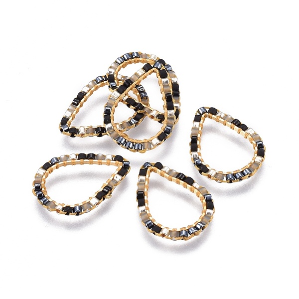 

PandaHall MIYUKI & TOHO Handmade Japanese Seed Beads, with Brass Link Rings, Loom Pattern, teardrop, Golden, Colorful, 19~20x14x1.8mm Glass...