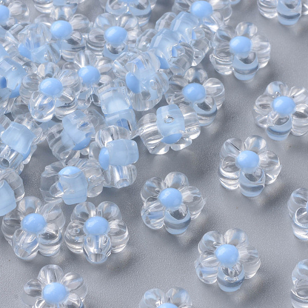 

PandaHall Transparent Acrylic Beads, Bead in Bead, Flower, Cornflower Blue, 12x12.5x6mm, Hole: 2.5mm, about 893pcs/500g Acrylic Flower