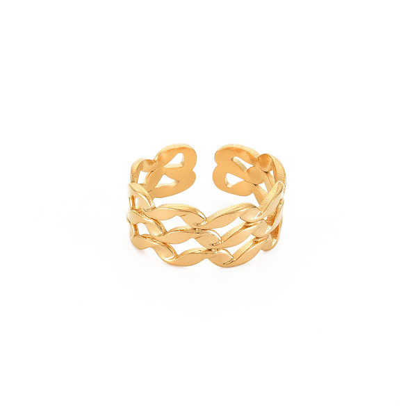 

PandaHall Ion Plating(IP) 304 Stainless Steel Wave Wrap Open Cuff Ring for Women, Nickel Free, Real 18K Gold Plated, US Size 7 1/4(17.5mm)...