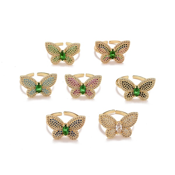 

PandaHall Cubic Zirconia Butterfly Open Cuff Ring, Real 18K Gold Plated Brass Jewelry for Women, Cadmium Free & Lead Free, Mixed Color..., Multicolor
