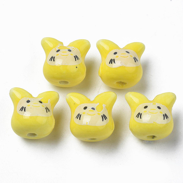 

PandaHall Handmade Porcelain Beads, Famille Rose Style, Cat, Yellow, 11.5x12x10.5mm, Hole: 2mm Porcelain Cat Shape Yellow