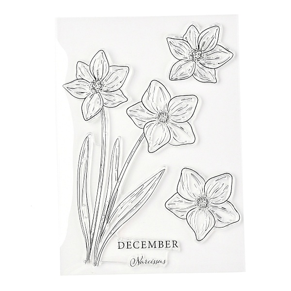 

PandaHall Silicone Clear Stamps, for Card Making Decoration DIY Scrapbooking, Flower Pattern, 20.5x14.5x0.3cm Silicone Flower