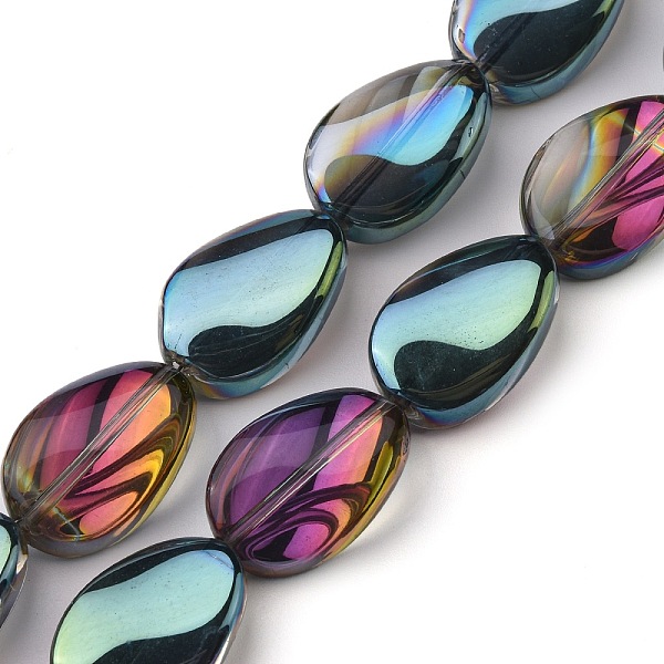 

PandaHall Transparent Electroplate Glass Bead Strands, Half Rainbow Plated, Teardrop, Colorful, 18.5x12.5x6mm, Hole: 1mm, about 40pcs/strand...