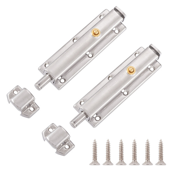 

PandaHall 304 Stainless Steel Spring Locks Set, with Screws, Stainless Steel Color, 20~119x31~32x17~21mm, Hole: 3~3.5mm Stainless Steel