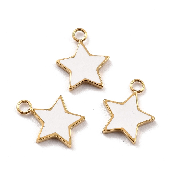 

PandaHall Ion Plating(IP) 316 Surgical Stainless Steel Charms, Star, Real 24K Gold Plated, 13x11x1.5mm, Hole: 1.8mm 316 Surgical Stainless..., White