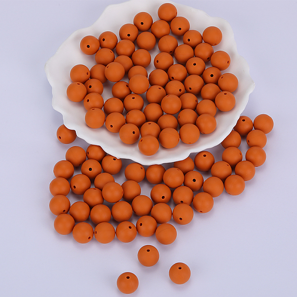 

PandaHall Round Silicone Focal Beads, Chewing Beads For Teethers, DIY Nursing Necklaces Making, Orange, 15mm, Hole: 2mm Silicone Round...