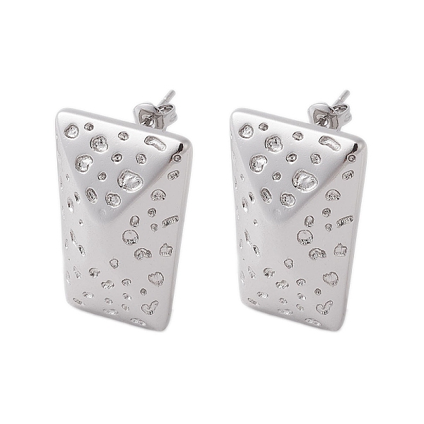 

PandaHall Brass Stud Earrings, Trapezoid, Platinum, 26.5x18mm Brass Trapezoid