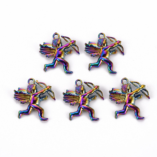 

PandaHall Alloy Pendants, Cadmium Free & Nickel Free & Lead Free, Cupid, Rainbow Color, 26x26x3.5mm, Hole: 2mm Alloy Angel & Fairy