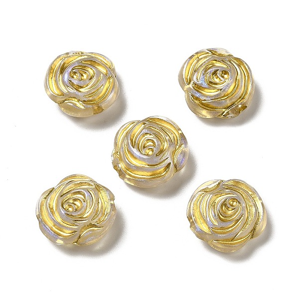 

PandaHall Plating Acrylic Beads, Golden Metal Enlaced, Rose Flower, Gold, 17x8mm, Hole: 2mm Acrylic Flower Gold