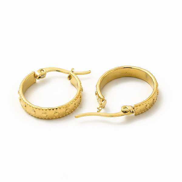 

PandaHall 201 Stainless Steel Round Spot Hoop Earrings with 304 Stainless Steel Pin for Women, Golden, 19x23x2mm, Pin: 0.6x1mm 201 Stainless...