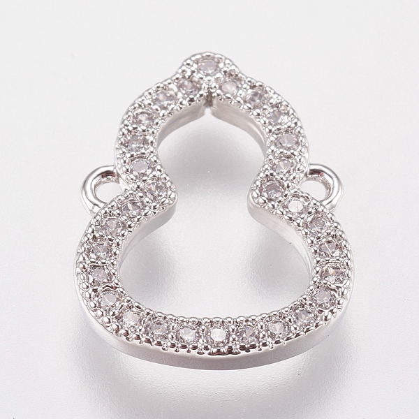 

PandaHall Brass Micro Pave Cubic Zirconia Links, Clear, Cadmium Free & Nickel Free & Lead Free, Calabash, Real Platinum Plated, 15x12x2mm...