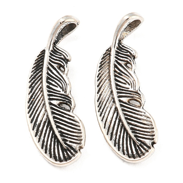 

PandaHall Tibetan Style Alloy Pendants, Cadmium Free & Lead Free, Feather Charm, Antique Silver, 24x9x5.5mm, Hole: 4x2.5mm, about...
