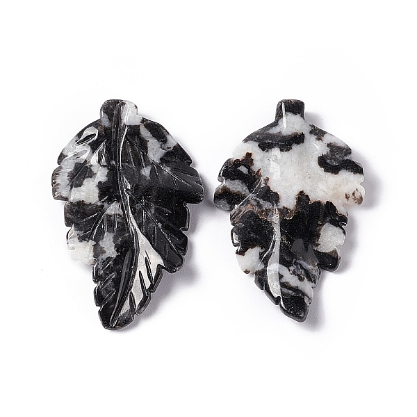 

PandaHall Natural Zebra Jasper Pendants, Leaf Charms, 41.5x25~26x5mm, Hole: 0.8mm Zebra Jasper Leaf