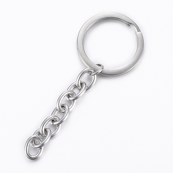 

PandaHall Polishing 304 Stainless Steel Split Key Rings, Keychain Clasp Findings, with Extended Chains, Stainless Steel Color, 84mm 304...