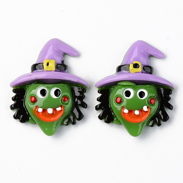 

PandaHall Resin Cabochons, Halloween Theme, Opauqe, Witch, Colorful, 28x23x7mm Resin Human