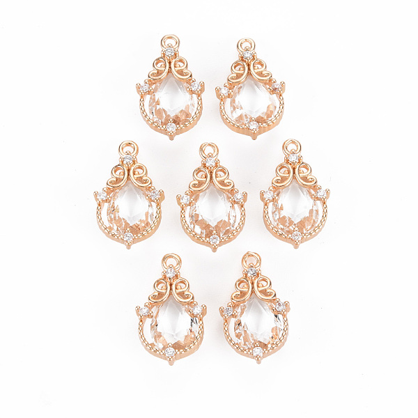 

PandaHall Rack Plating Brass Micro Pave Clear Cubic Zirconia Pendants, Long-Lasting Plated, Cadmium Free & Lead Free, Teardrop, Light Gold...