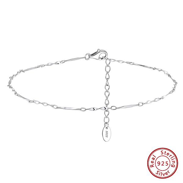 

PandaHall 925 Sterling Silver Anklet, Real Platinum Plated, 8-1/2 inch(21.5cm) Sterling Silver