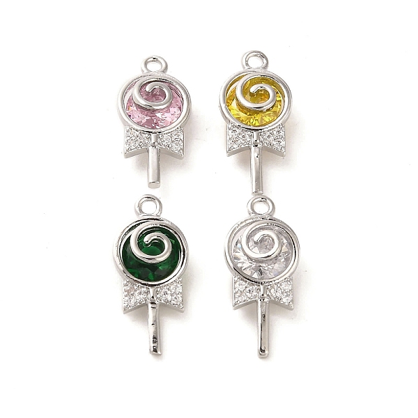 

PandaHall Glass Pendants, with Brass Findings, Lollipop, Real Platinum Plated, 18x8x4.5mm, Hole: 1.4mm Brass+Glass Lollipop Multicolor
